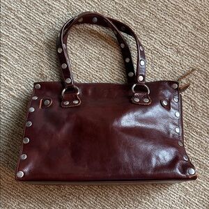 Hammitt Brown Leather Tote Shoulder Bag with Silver Accents